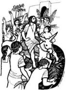 Jesus riding into Jerusalem