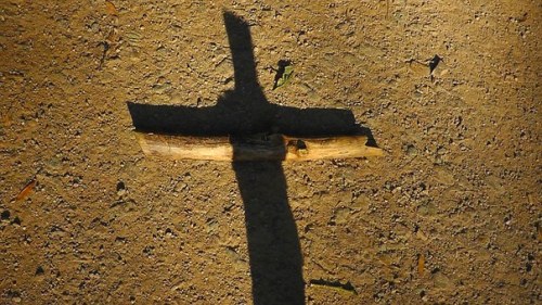 cross in sand